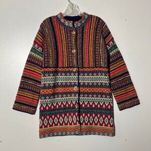Anthropology MOTH Livia Intarsia Multicolor Button Up Cardigan Women’s Size XS